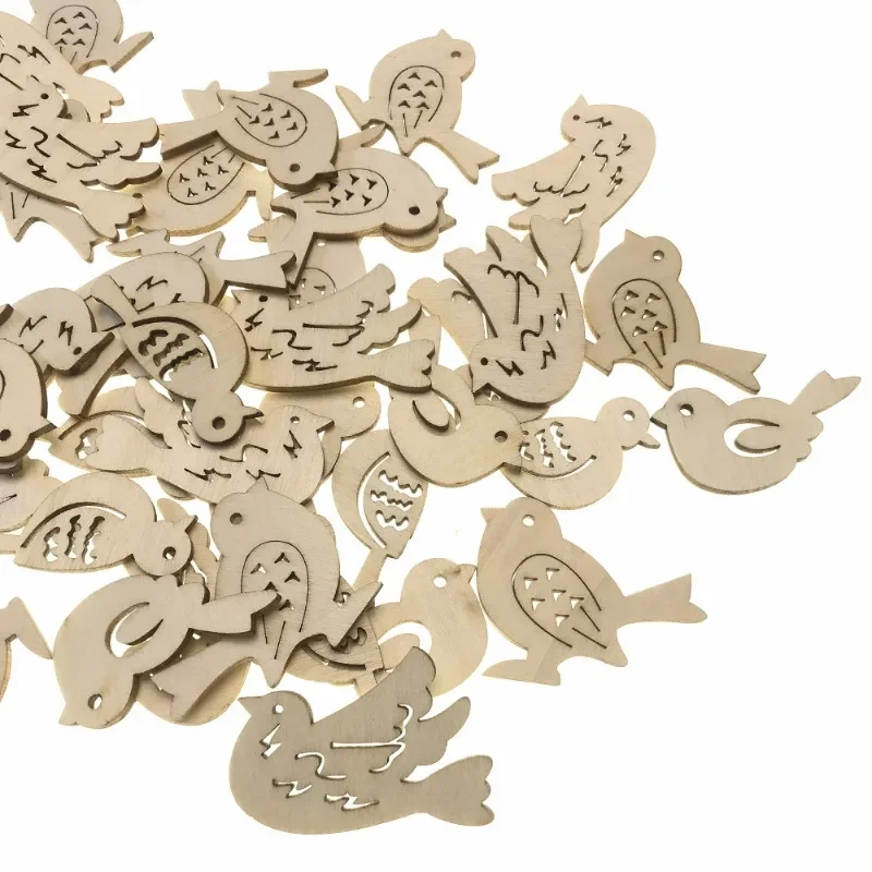 50pcs Wooden Bird Pattern DIY  - огляд і ціна Embellishments For Scrapbooking