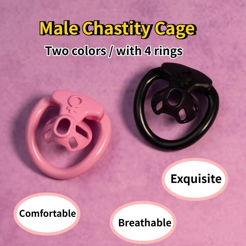 Sissy Mini Chastity Cage Hollow Chastity Lock Pot Lid Lock Male Positive Penis CB Lock Abstinence Restraint with 4 Rings Sex Toy view 2