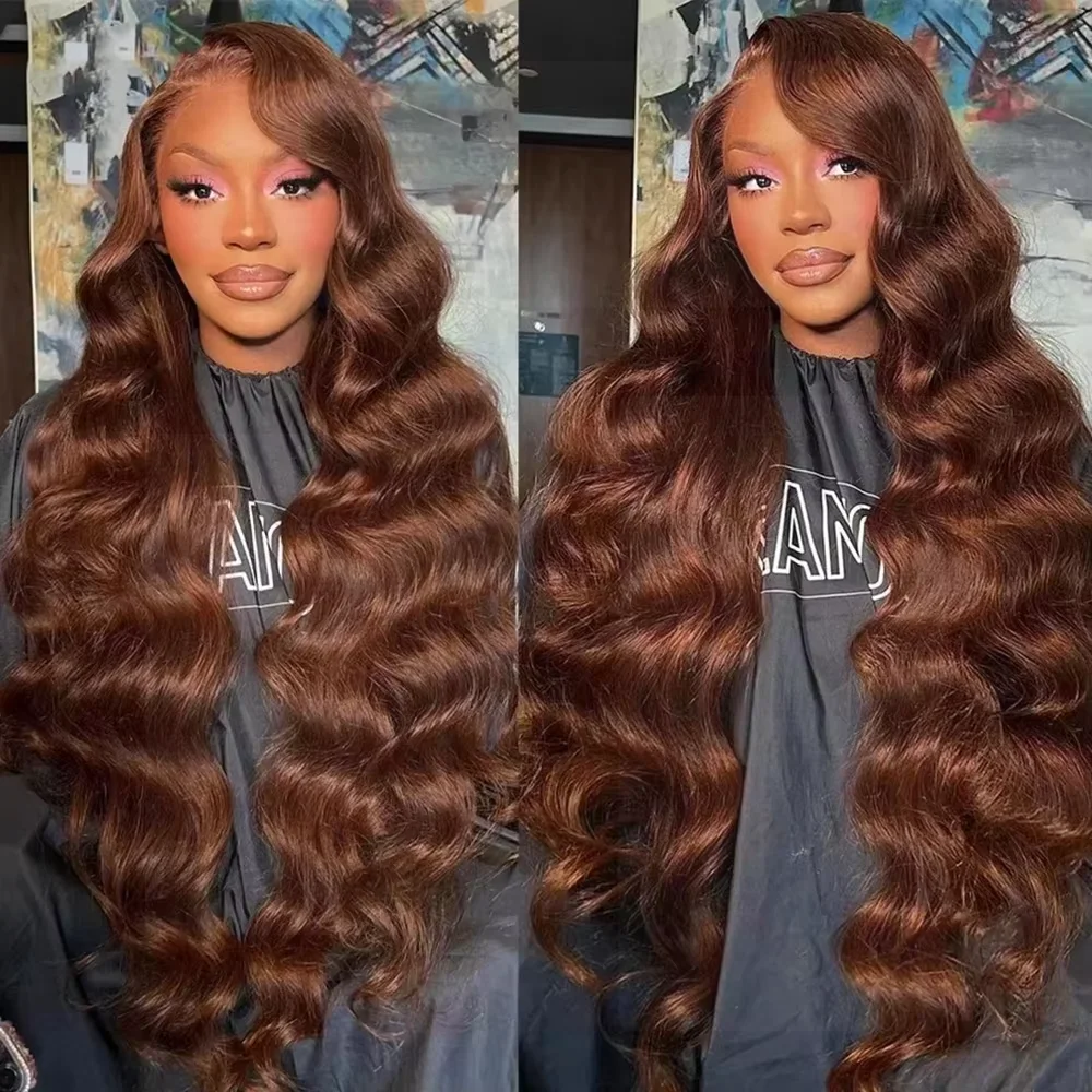 

Chocolate Brown Body Wave Colored 13x6 HD Lace Frontal Wigs Human Hair 30 Inch Brazilian High Density Lace Front Wig For Women