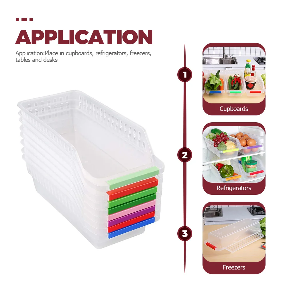

8Pcs Refrigerator Organizer Bins Premium Plastic Fridge Storage Bins for Fruits Snacks Drinks Freezer Use Fridge Organizer