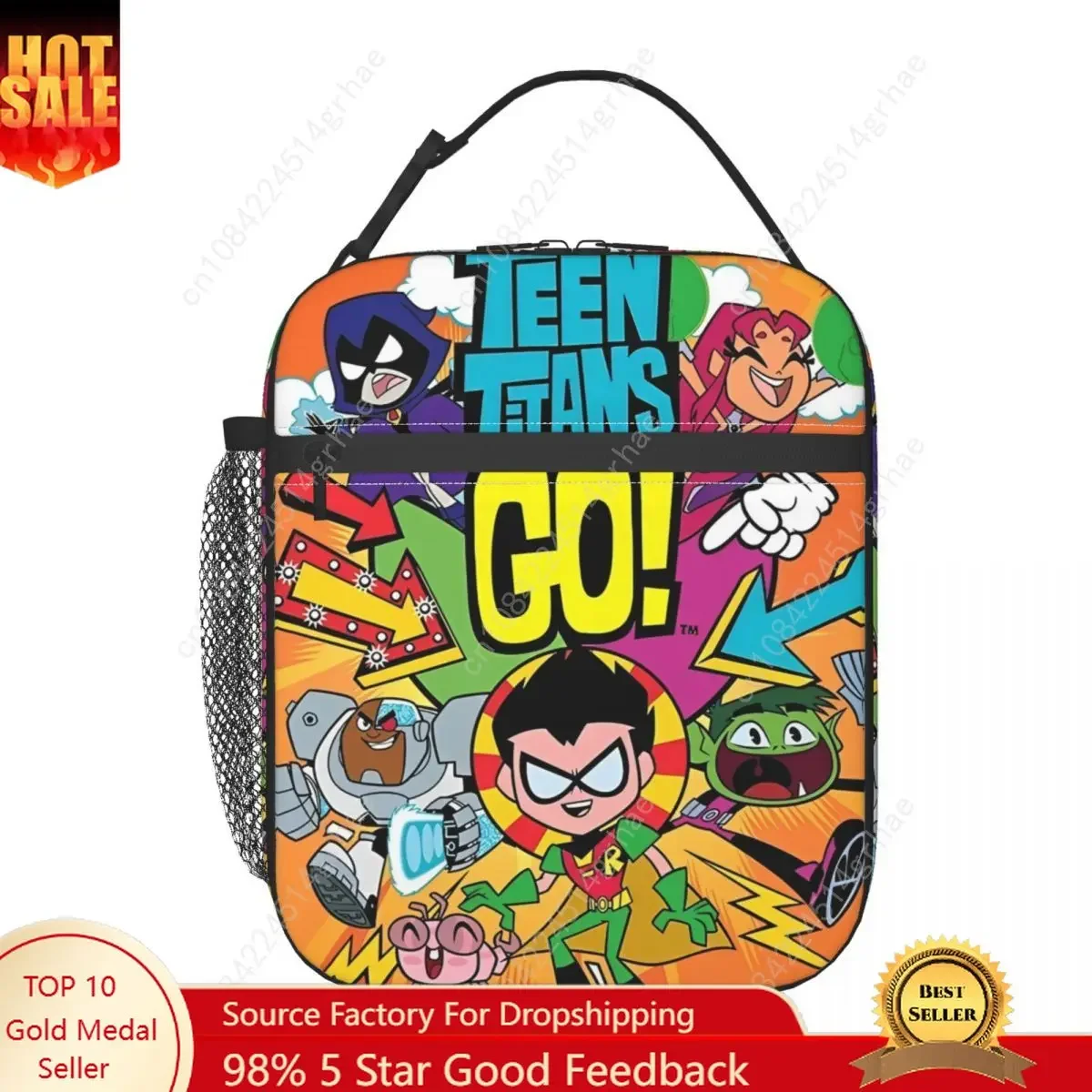 Teens Titansed Go Anime Manga Thermal Insulated Lunch Bags for Travel Portable Food Bag Thermal Cooler Lunch Boxes
