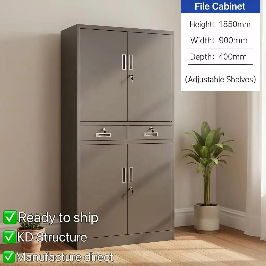 Modern Steel Storage Cabinet With Lockable Design Large Capacity Adjustable Shelves-for School Office Library Hospital