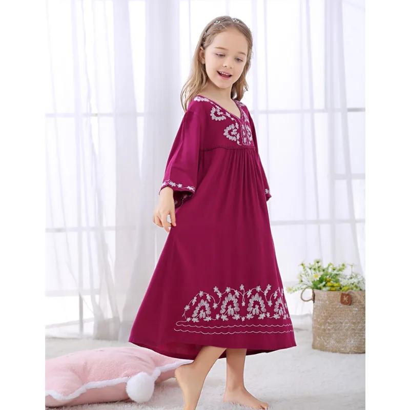 Girls Dress Summer Woven Soft Cotton Computer Embroidered Dress