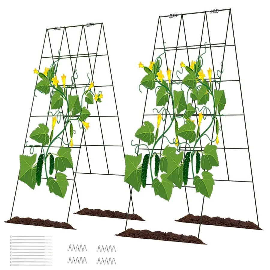 

Cucumber Trellis, 48 High Foldable A Frame Garden Trellis, 2 Pack, Plant Support for Climbing Cucumber, Beans, Tomatoes, Flowers