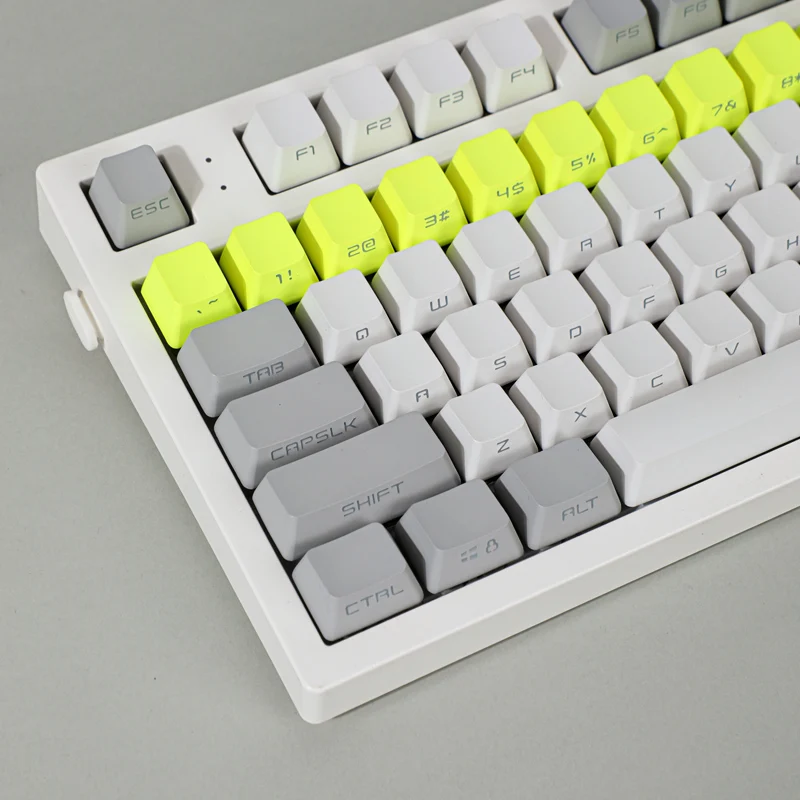 Gray Lemon Yellow Gradient Keycaps PBT Side Backlit Keycap OEM Profile Retro Key Caps For MX Mechanical Keyboard