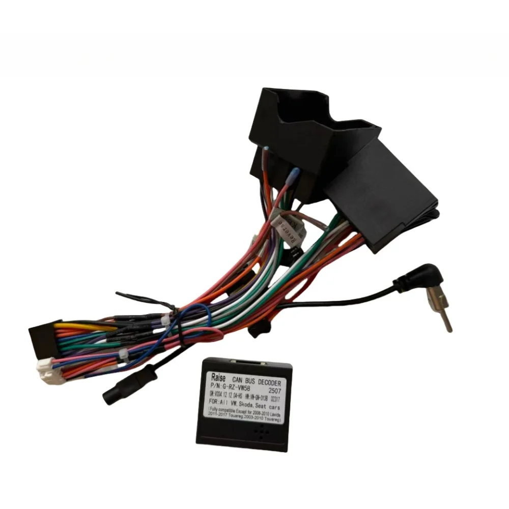 Newest Raise RZ-VW58 Canbus Box For VW Volkswagen Skoda Seat Golf 5/6/Polo/ Jetta / Sagitar Android 2 Din GPS Radio 16 Pin Cable