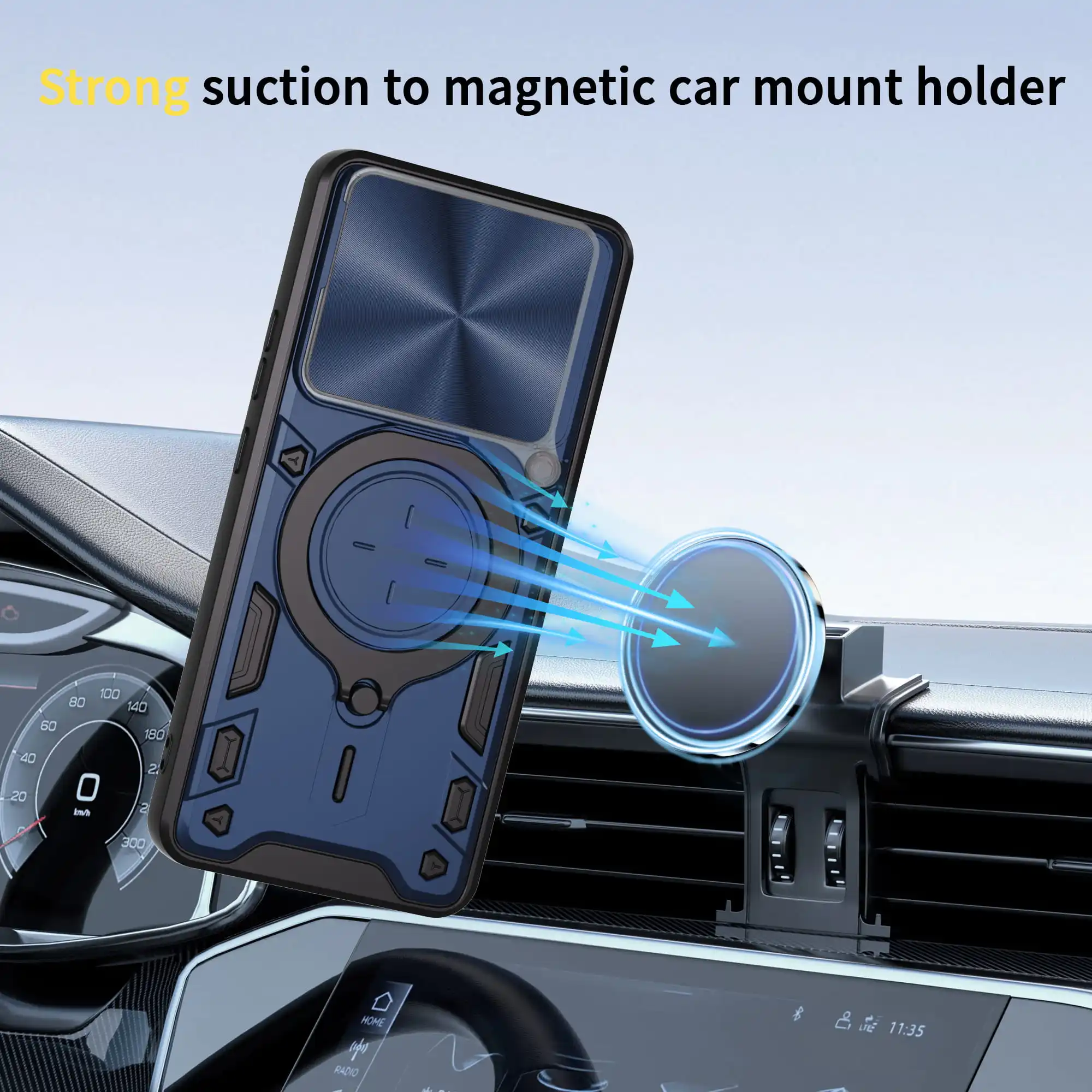 Oppo F29 마그네틱 슬라이드 카메라 보호 F29 Pro 커버 360 회전 킥 스탠드 갑옷 링 Funda Capa 용 케이스