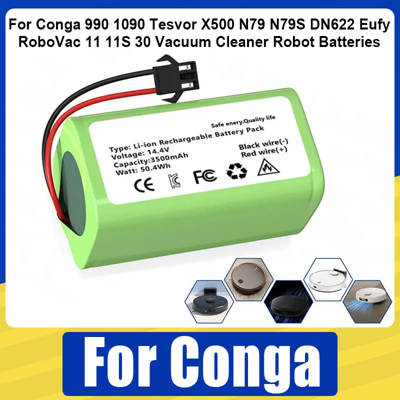 14.4V 4000mAh Li-ion Battery For Conga 990 1090 Tesvor X500 N79 N79S DN622 Eufy RoboVac 11 11S 30 Vacuum Cleaner Robot Batteries
