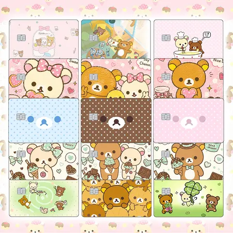 Cartoon Cute Credit Card Skin Stickers Rilakkuma Matte Sticker for VISA JCB MasterCard and Other IC Bank Card Decoration