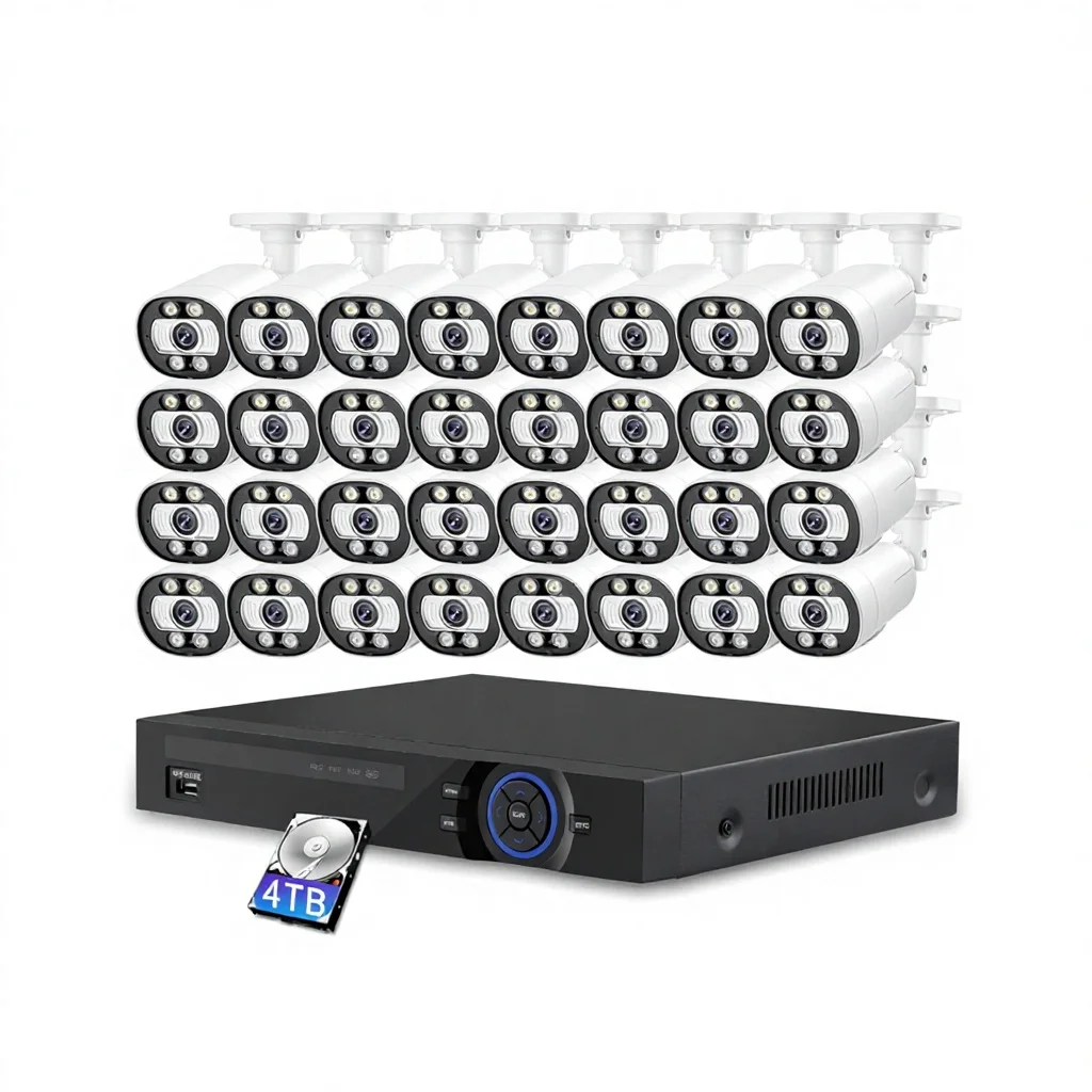 H.265 36CH 5MP POE Camera System Security Surveillance Protection NVR Face Detect Outdoor Two-way Audio Record Kit
