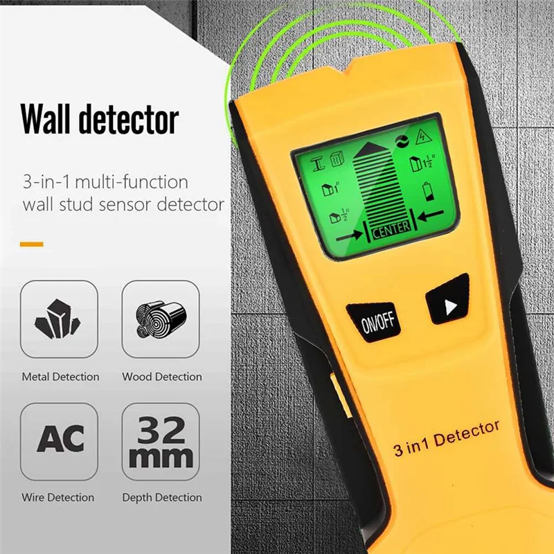 AB53 Cercatore scanner da parete Rilevatore da parete Metal detector da parete Trova borchie in metallo e legno Rilevamento cavo sotto tensione CA
