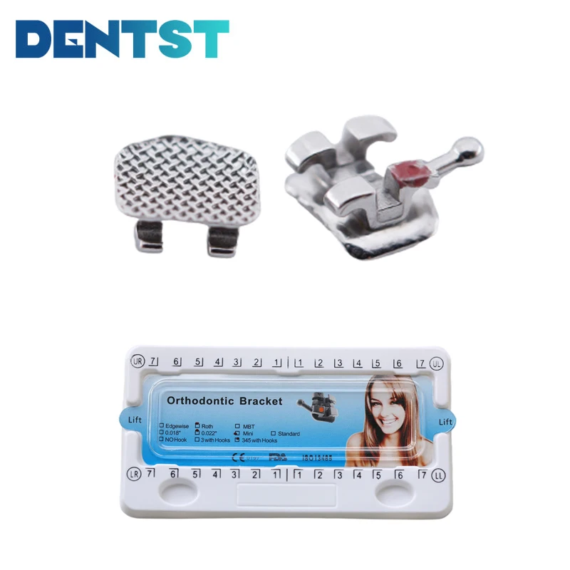 20pcs/Set Dental Orthodontic Brackets Mini Roth MBT Metal Braces Mesh Base 345Hook 0.022 Ligas Para Brackets Ortodoncia