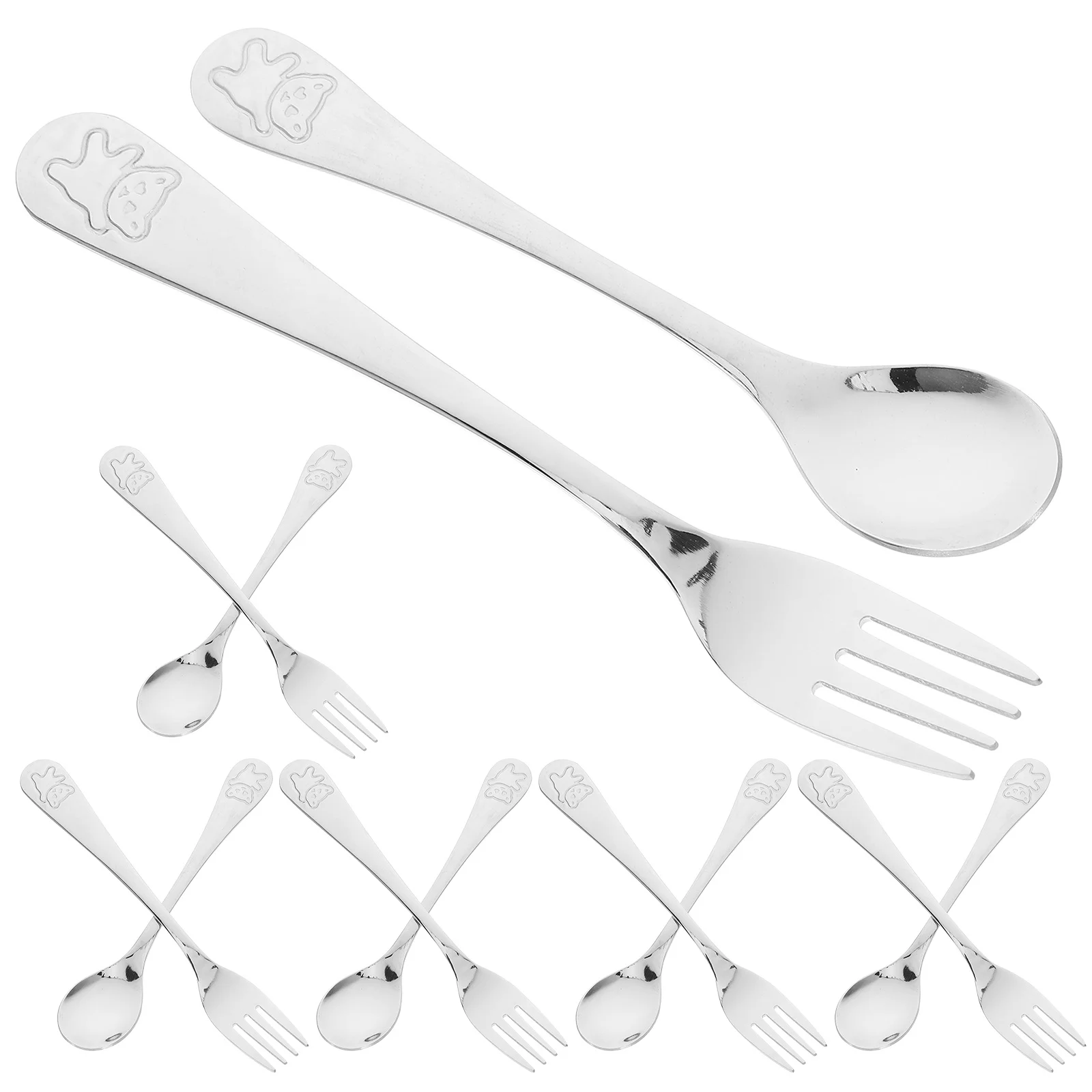 

5Sets Toddler Forks and Spoons Baby Feeding Utensil Sturdy Ergonomic Design Safe Eating Tool Kids Tableware Kids Utensils