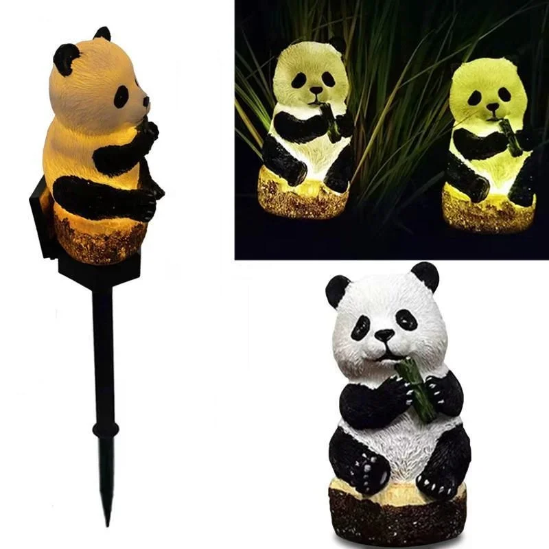 Solar Led Light Outdoor Solar Lights Panda Waterproof Outdoor Statue Lamp LED Lawn Ground Animal Lamps Garden Decoration