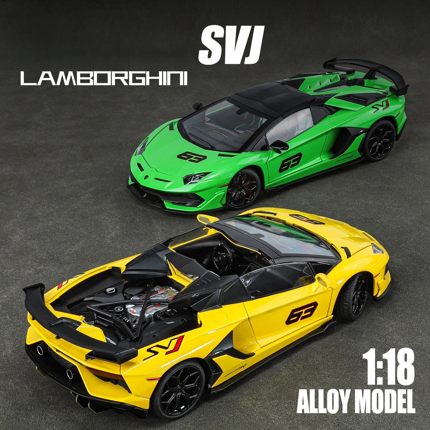 

1:18 Lamborghini Aventador SVJ Hidden Edition Race King Supercar из сплава, литая под давлением модель автомобиля, звук и свет, детская игрушка в подарок