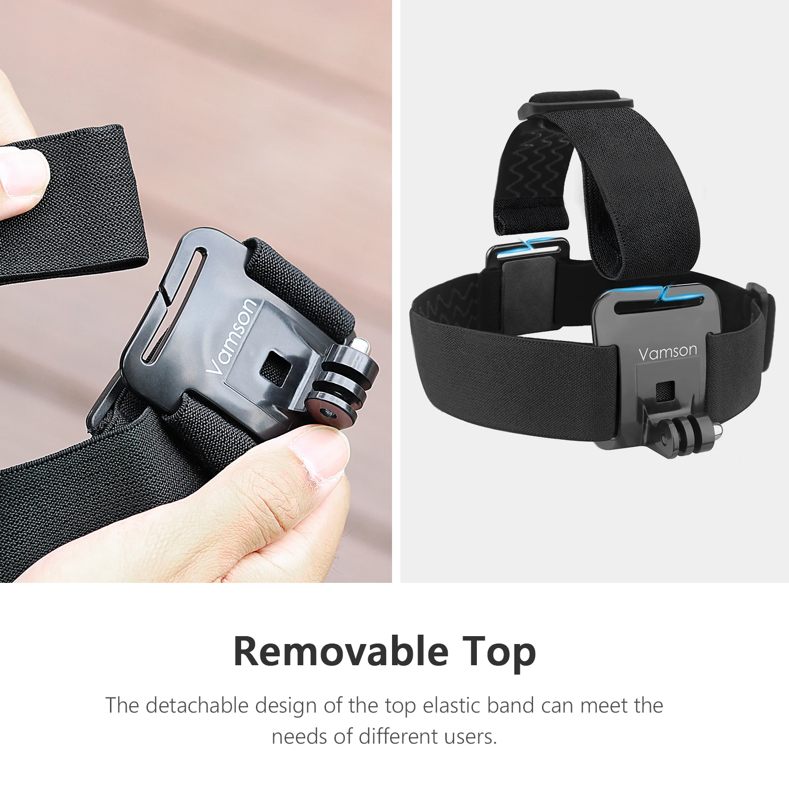 Vamson Head Strap Adjustable Universal Mobile Phone Clip Fix Mount for Gopro Hero 10 9 8 7 6 5 for iPhone Xiaomi Samsung Huawei