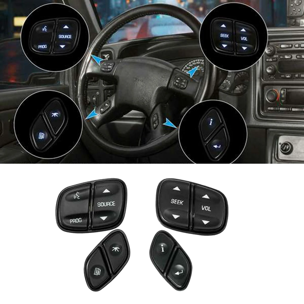 LED Light Steering Wheel Radio Source Switch 1999442 for GMC Yukon Hummer H2 Chevrolet Avalanche Silverado