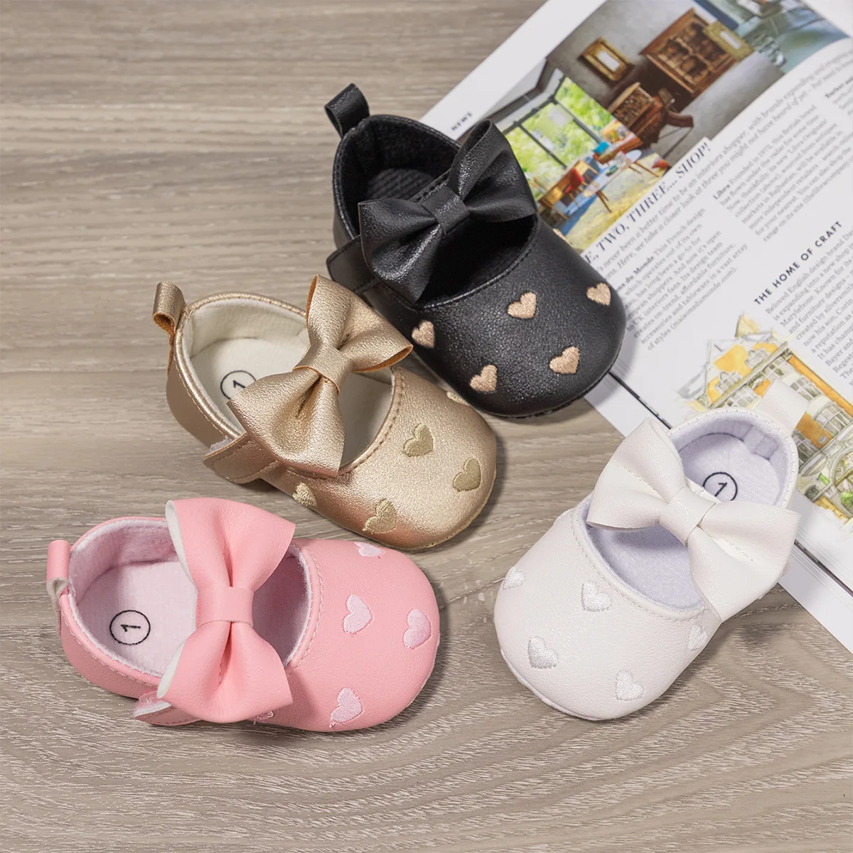 1 pair Cute Bowknot Baby Princess Dress Shoes Newborn Cotton Soft Sole Toddler Baby Girl Shoes Crib Flats 0-18m