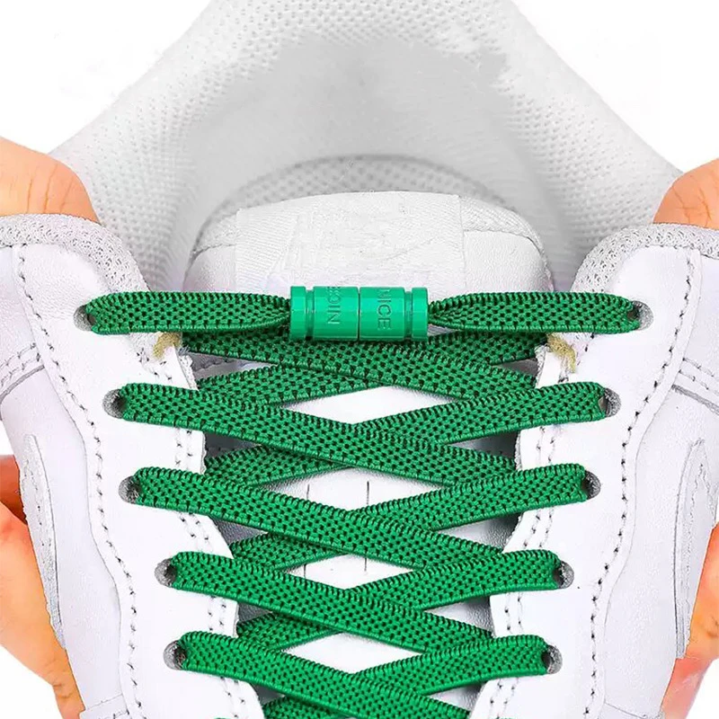 2Pair Elastic Laces Sneakers No Tie Shoe laces Colorful Capsule Lock Shoelaces Without ties Kids Adult 0.6cm Flat Shoelace