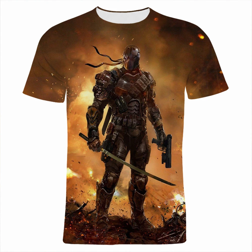 Miniso-curto-manga t-shirt para homens e mulheres, 3d impresso roupas, hero, deadpool, fresco, verão, novo, 2024