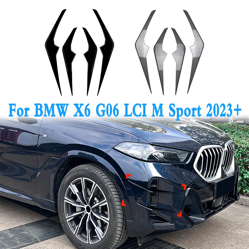 Car Front Bumper Cover Wind Knife Fog Lamp Trim Blade Trim Light Auto Accessories For BMW X6 G06 LCI M Sport 2023+