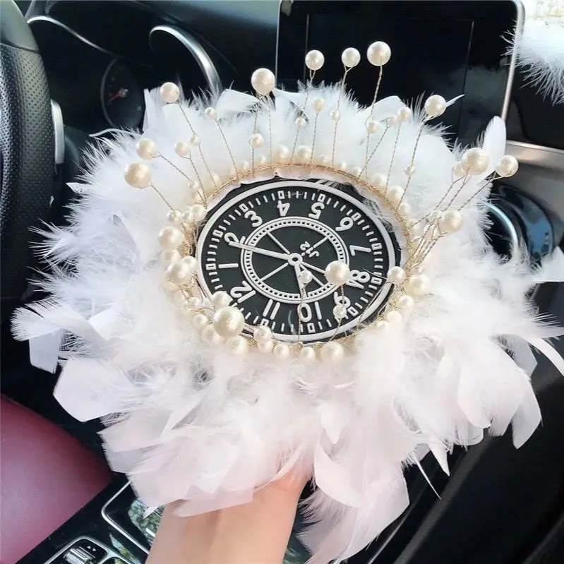 Car-carrying Ornaments Goddess Crown Light Luxury Center Console Small Fairy Jewelry Short Feather Decoration Supplies In The