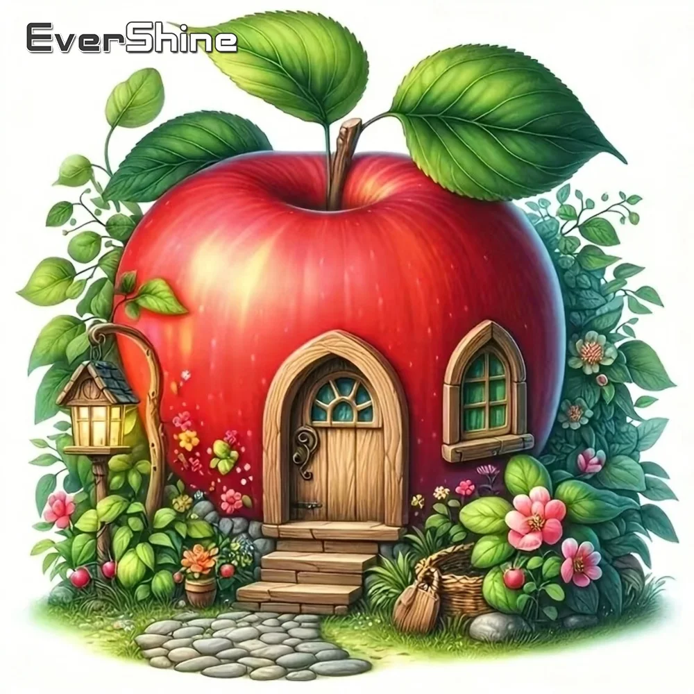 EverShine 5D DIY Diamond Painting Apple House Picture Rhines