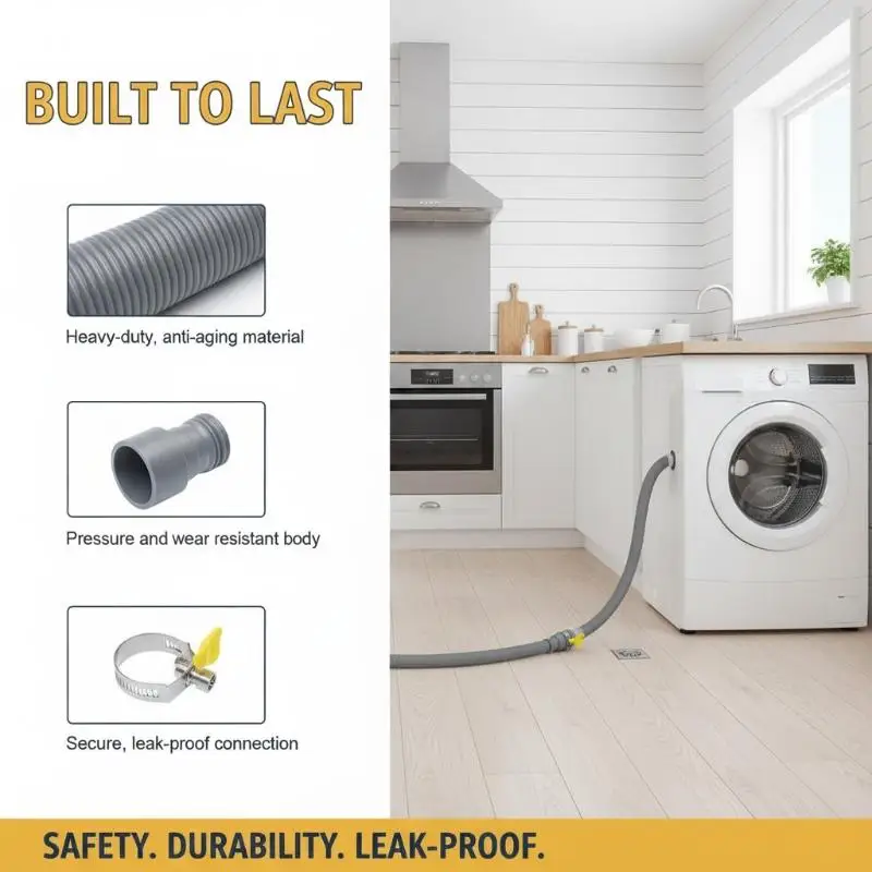 Washing Machine Drain Hose Anti Crack Cuttable Sink Drain Pipe with Free Clamps 1M 1.5M 2M for Home Kitchen Laundry
