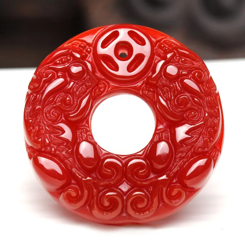 New Zhaocai Transit Red Agate Double Hook Pendant Men's and Women's Chalcedony Safety Buckle Pendant