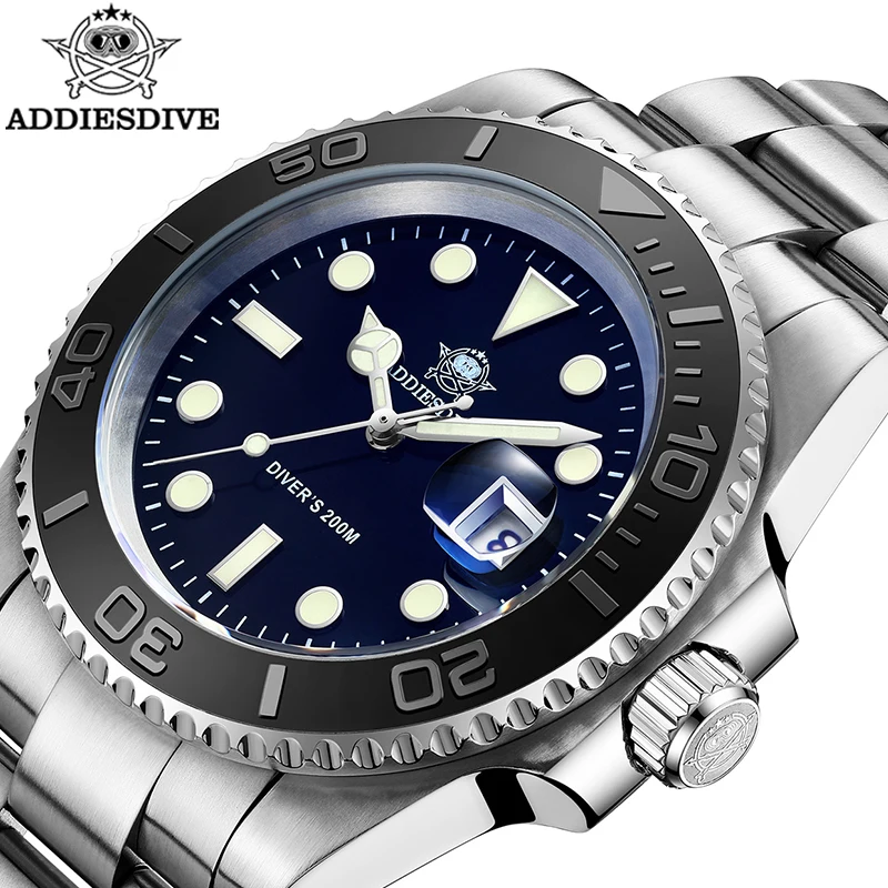 ADDIESDIVE Japan 2115 Quartz Watch Men 41mm BWG9 Luminous 200m Waterproof Diving Wristwatch 316L Stainless Steel Men's Watches