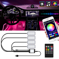 Neon Car LED Interior Lights RGB Ambient Light Kit With APP Wireless Control LED Auto Atmosphere Decorative Lamp