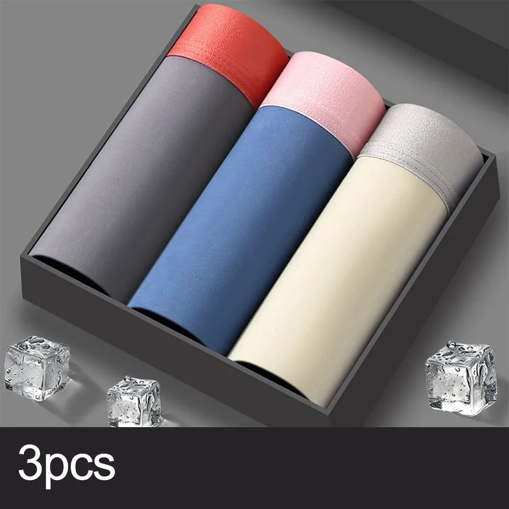 

3Pcs Men Solid Simple Sexy Lingerie Boxers Breathable Youth Thin Flat Briefs Corner Brazilian Underwear Trunks Men's Panties