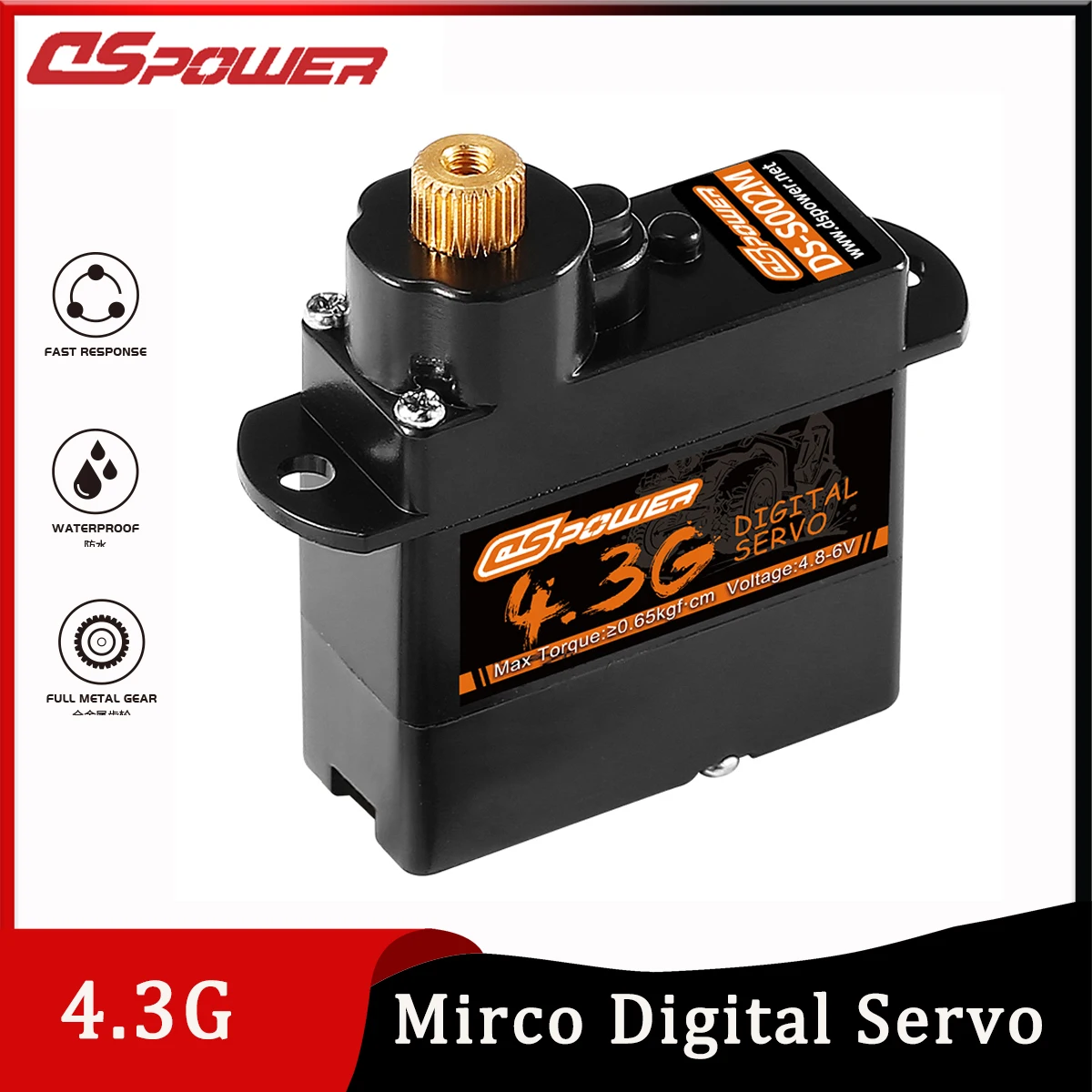 DSpower 4.3g Micro Digital Servo Mini Servos Metal Gear for RC Car Airplanes Fixed-wing Helicopter RC Car Boat Duct Plane Robot