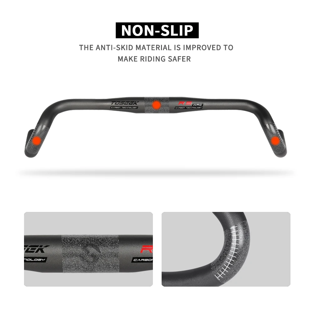 TOSEEK Gravel Bike Carbon Handlebar 400/420/440/460mm Outer Drop Bar Carbon Gravel Ultralight Big Flare Bar Road Bicycle