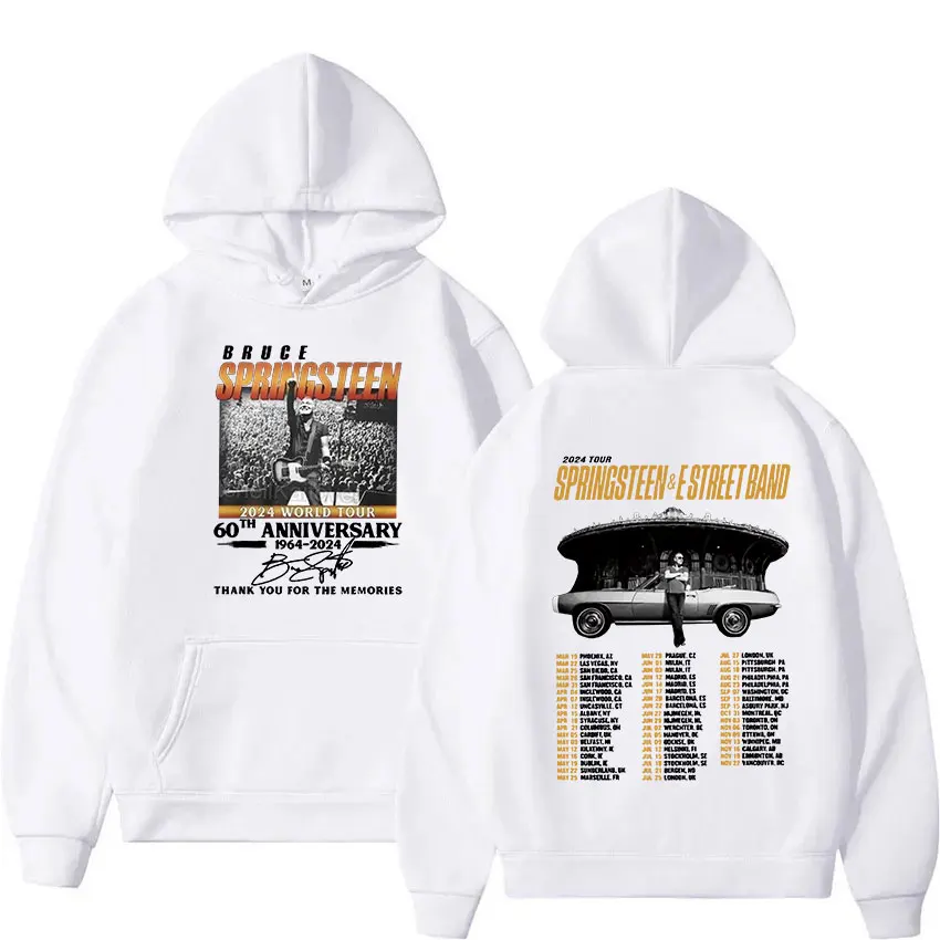 2024 Bruce Springsteen And E Street 2024 Tour Hoodie Man's Rock Hip Hop Trend Pullover Sweatshirt Vintage Oversized Hooded Stree