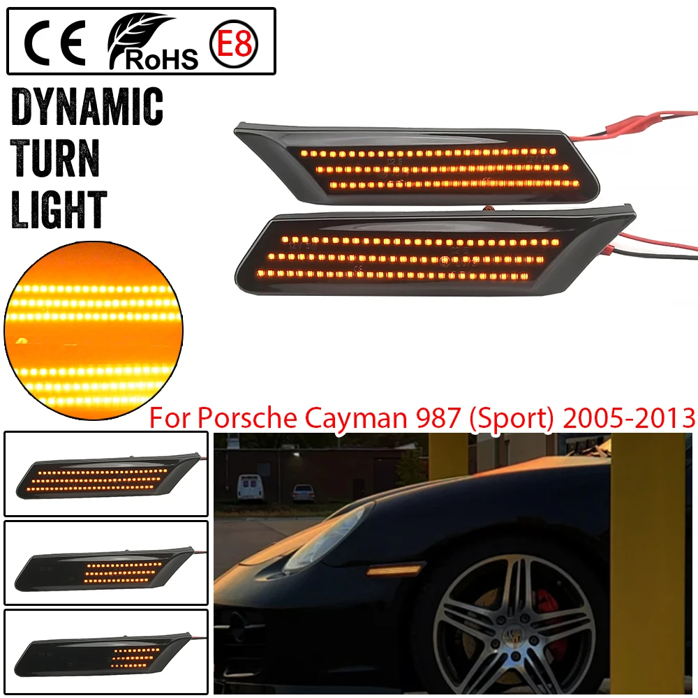 

LED Side Fender Dynamic Turn Signal Light for Porsche 997 911 Carrera Turbo Cayman Boxster 987 Vehicle Side Indicator Lights