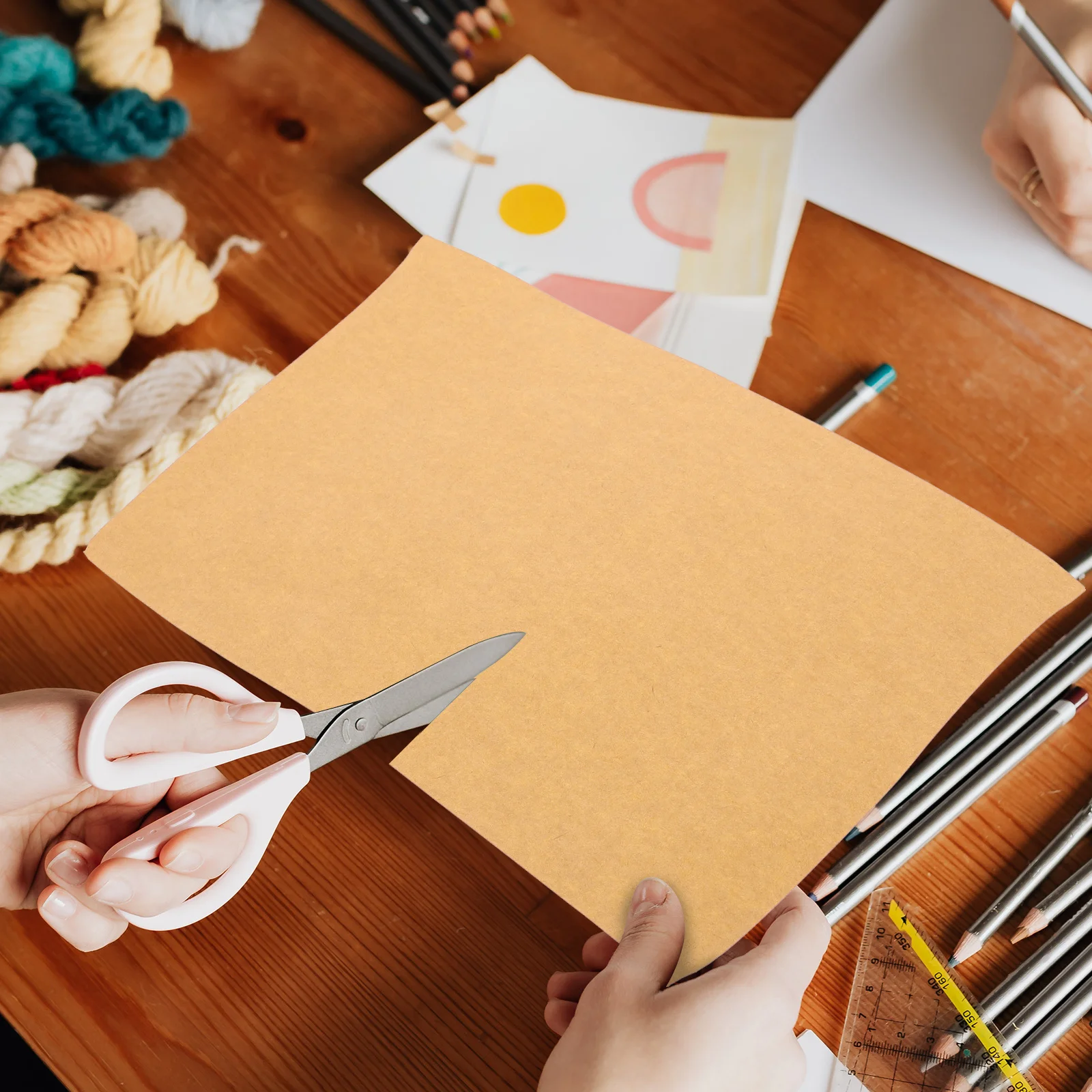 Kraft Sticker Adhesive Kraft Paper For Inkjet Printer Blank Label Sticker Paper Craft Display Card File Folder Label Use