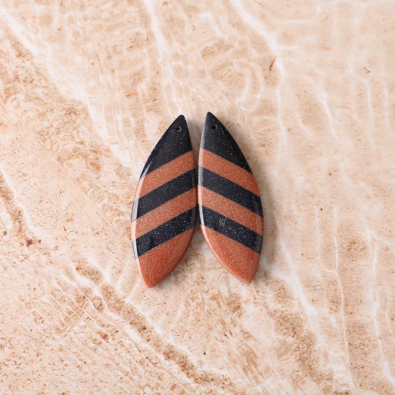 Women's Red&Blue GoldStone Intarsia Earring Beads Charms Jewelry Gift 43x16x4mm 8.6g Fashionable And Stylish Earrings