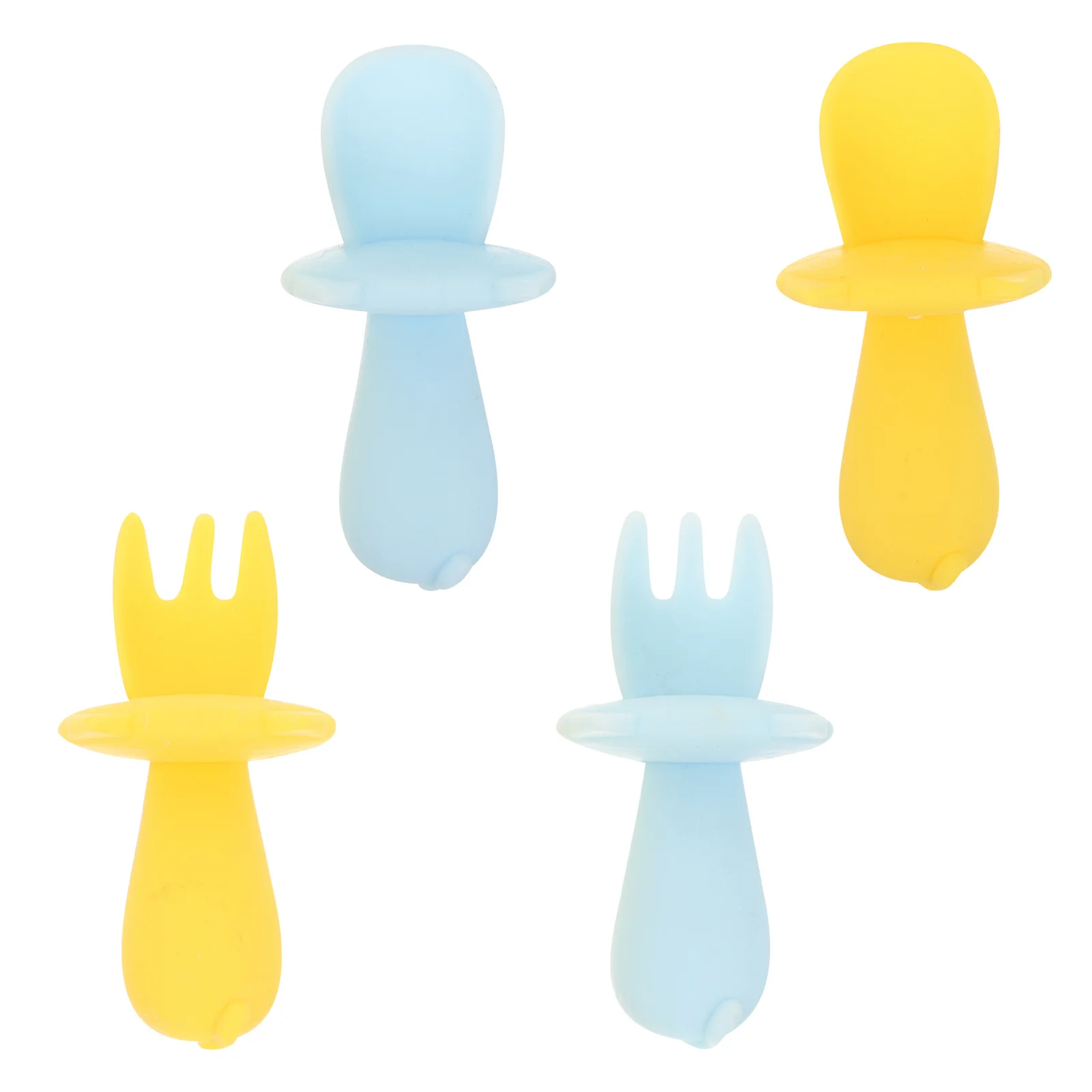 

2Pcs Baby Fork Spoon Set Toddler Silicone Soft Feeding Tableware Easy Grip -Feeding Training Dining Supplies