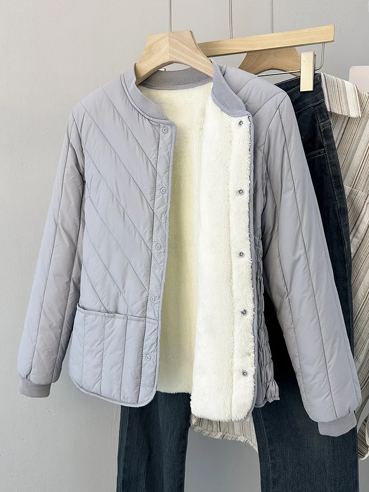 

Женская утепленная хлопковая куртка 2024 года с воротником-стойкой, приталенная, теплая верхняя одежда, мягкая и уютная, с длинными рукавами