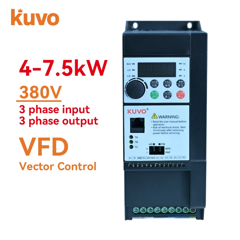 Three Phase 380V VFD Variable Frequency Drive Inverter/4/5.5/7.5KW Vector Control Transmission Speed Controller