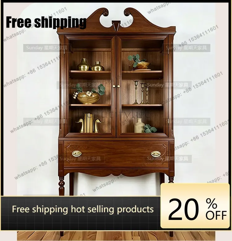 Factory Direct vintage-style wine cabinet, integrated glass display cabinet for living room corridors available in customizable