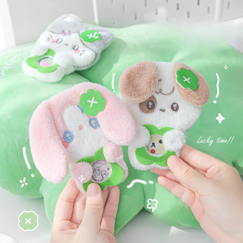 2.5-3.5cm Clover Plush Button Badge Pin Holder Case Cute Kawaii Earphone Protective Storage for Pins Badge Fluffy Cover for Pin