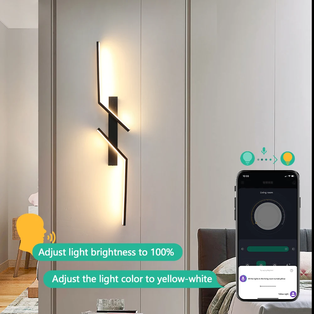 Modern LED Long Wall Lights Bedside Sconces LED Wall Lamps Smart APP Control Living Room For Home Decoration Indoor Lighting