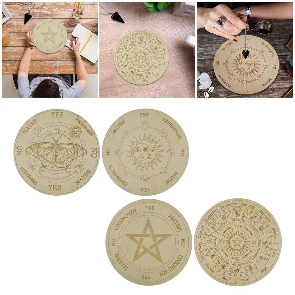 Wooden Pendulum Board Dowsing Divination Board Metaphysical Message Board Pendant for Beginner