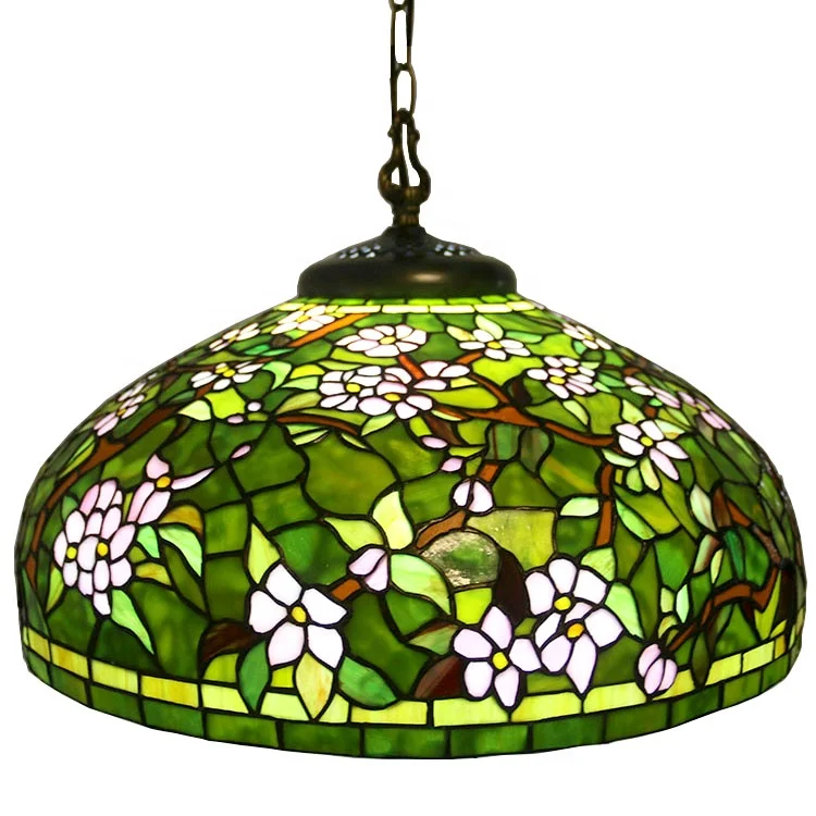Pendant Light Handcrafted Stained Glass Ceiling Lamp Large Traditional 1-Lamp Halogen/LED 360 Beam