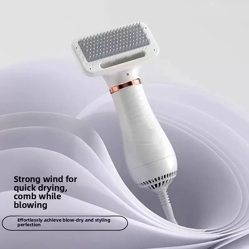 2-in-1 Plastic Pet Hair Dryer and Grooming Comb for Cats Dogs, One-Button De-Shedding, Pet Accessory