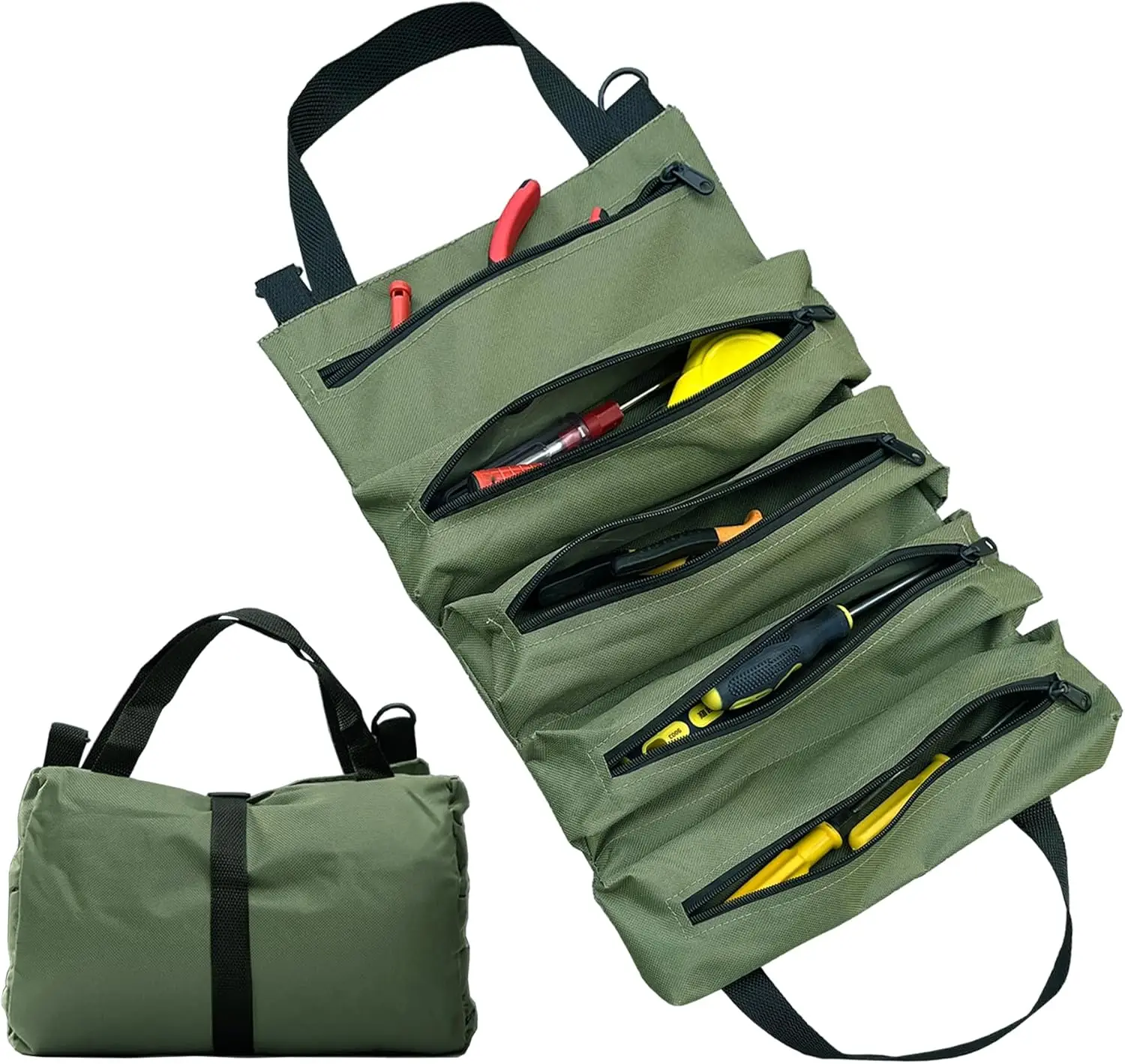 Bolsa de Armazenamento de Ferramentas em Tecido Oxford, Organizador Completo de Chaves e Bits, Alça e Zíper Reforçados, Maleta de Transporte para Oficina e Garagem