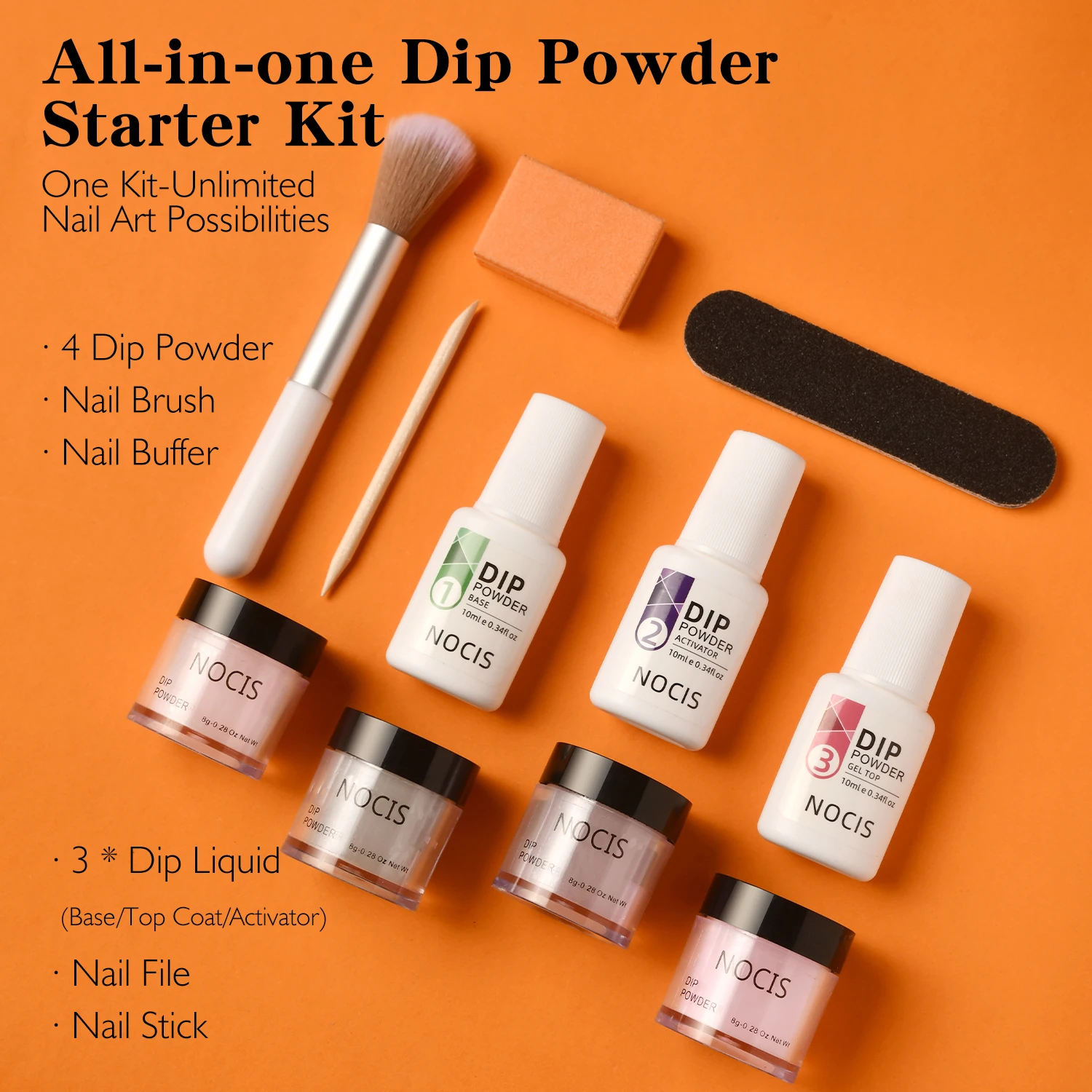 Kit de poudre à tremper pour ongles, 11 pièces, noir, vert, bleu, violet, 4 couleurs, Kit de poudre à tremper pour débutants avec poudre à tremper