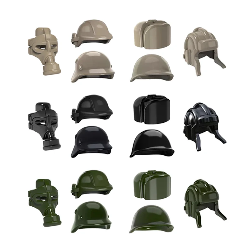 10 WW2 Military Hats Building Blocks Army Helmets MOC Soldiers Helmets Accessories DIY Bricks